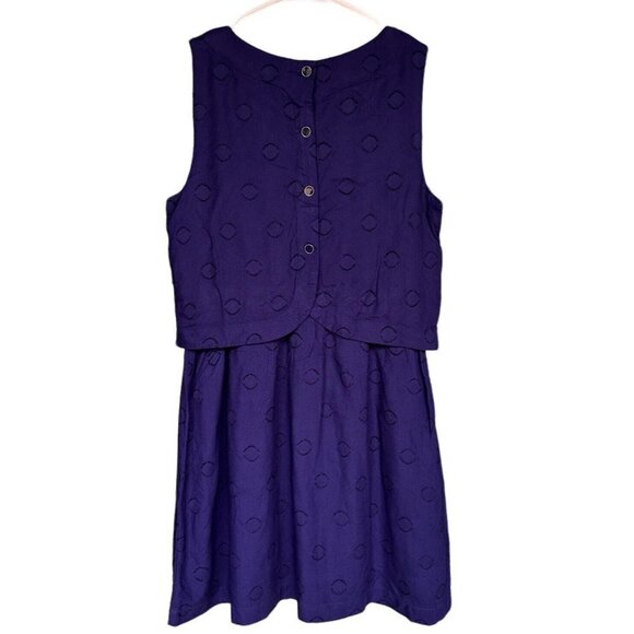 Tommy Hilfiger Dress Blue Sleeveless Geometric Pattern Embroidered Sz 12 NWT - Picture 2 of 12